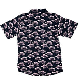 Dark Purple Floral Painted Short Sleeve Shirt