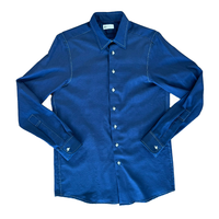 Indigo Jacquard Dress Shirt with Contrasting Stitch