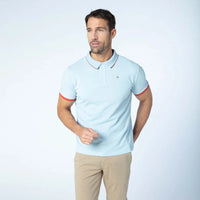 POLO SHIRT PIQUE LIGHT BLUE WITH FLORAL DETAIL