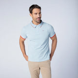 POLO SHIRT PIQUE LIGHT BLUE WITH FLORAL DETAIL