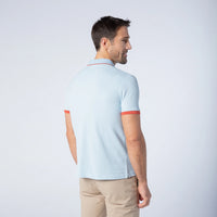 POLO SHIRT PIQUE LIGHT BLUE WITH FLORAL DETAIL