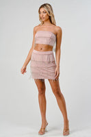 Flapper Inspired Nude Crop Top with Fringe