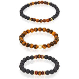 SET OF 3 - TIGERS EYE, LAVA, WOOD AND GOLD HEMATITE