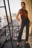 Womens Denim High Waisted Button Up Pants