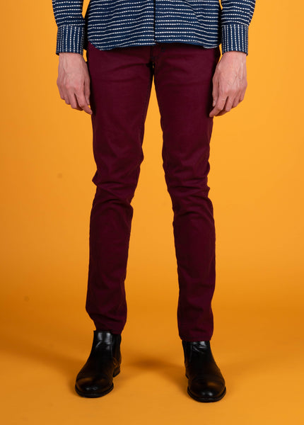 MAROON ITALIAN SOFT FINISH DENIM