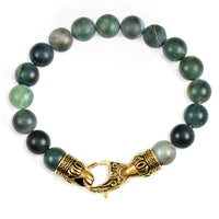 MATTE MOSS AGATE GOLD CLASP