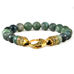 MATTE MOSS AGATE GOLD CLASP