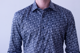 ARGENTO NAVY PAISLEY CONTRAST SHIRT