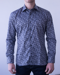 ARGENTO NAVY PAISLEY CONTRAST SHIRT