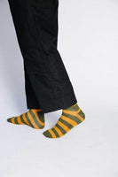 OLIVE AND TAN STRIPED SOCKS