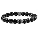 STAINLESS STEEL SKULL POLISHED ONYX BRACELET