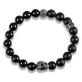 STAINLESS STEEL SKULL POLISHED ONYX BRACELET