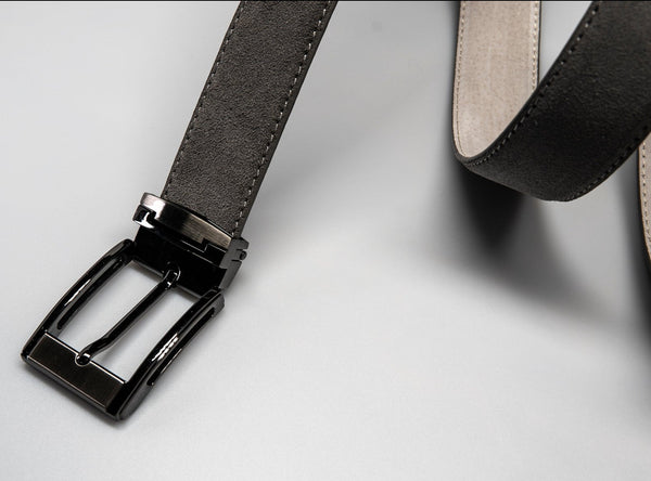 Grey Suede Leather Belt