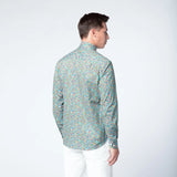 MARINE COLORED FLORAL LONG SLEEVE SHIRT