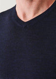 Dark Navy 100% Merino Wool Lightweight V-neck sweater