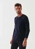 Dark Navy 100% Merino Wool Lightweight V-neck sweater