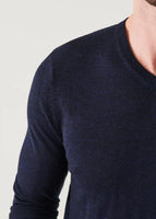 Dark Navy 100% Merino Wool Lightweight V-neck sweater