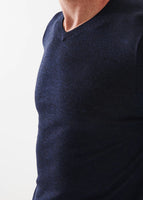 Dark Navy 100% Merino Wool Lightweight V-neck sweater