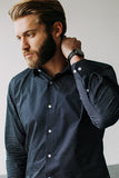 NAVY HASHMARK DRESS SHIRT