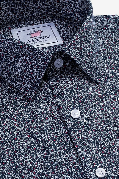 NAVY REID FLORAL DRESS SHIRT